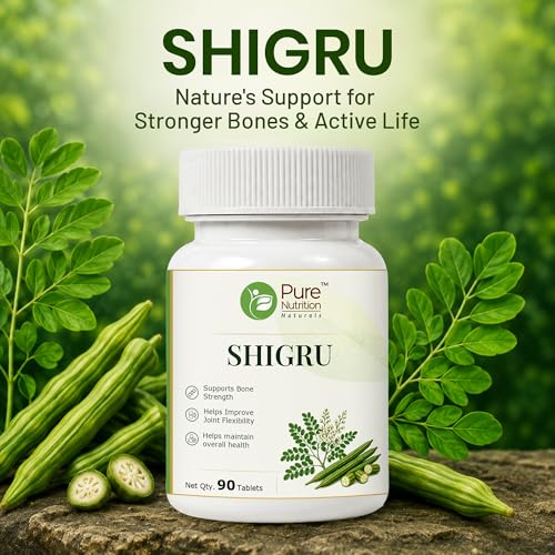 Image of Pure Nutrition Shigru Tablets | Moringa Leaves Tablets Herbal Supplement for Energy, Immunity, Nutrition & Daily Wellness Support | Shigru Guggulu Ayurvedic Plant Based Formula - 250mg 90 Tabs