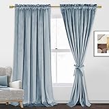 JIUZHEN Velvet Curtains 84 Inch Long–Soft Retro Velvet Blackout Thermal Insulated & Noise Reducing R