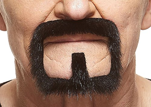 Mustaches Self Adhesive, Novelty, Van Dyke Fake Beard, False Facial Hair, Costume Accessory for Adults, Black Lustrous Color