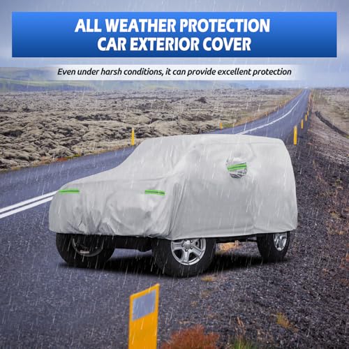 Image of Migaven Car Cover Custom Fit for Jeep Wrangler 2 Door 1987-2026 JK JL CJ YJ TJ, Waterproof Full Exterior Cover Rain Sun Protection with Door Zipper & Inner Cotton, Silver