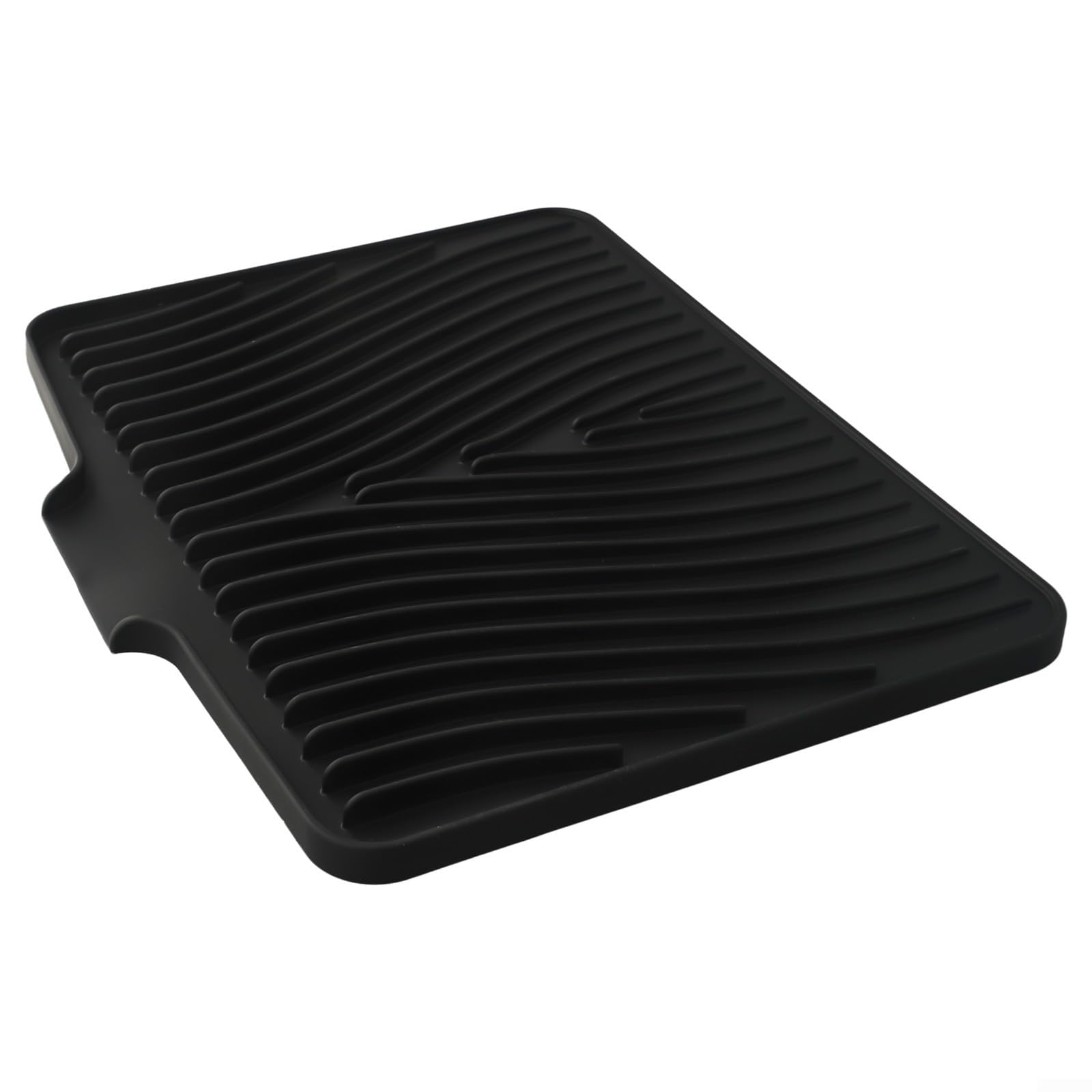 Alfombrilla de silicona para secar platos de cocina, ideal para vasos y ollas, borde de drenaje único para una gestión del agua sin esfuerzo (negro)