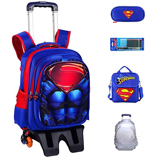 QKQK Super Hero Kids Set de Mochila con Ruedas  6 Mochilas de Escuela Primaria para niños