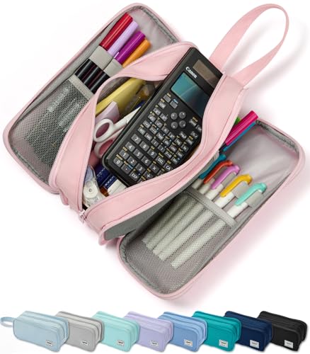 Image of SPACEMATE Pencil Case Pouch Box Bag School Supplies Girls Boys Kids, Cute Preppy Stuff Big Capacity Aesthetic Pen Organizer, Back to College Stationary, Pink, Extra Large Style, 2300ml