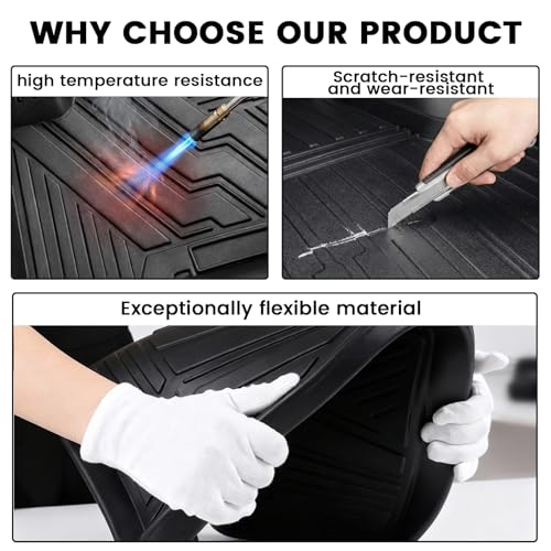 Vanseno Floor Mats & Cargo Liner for KIA EV6 2024 2023 2022 Backrest Mat Floor Liner Trunk Mat All Weather TPE Rubber Protection Mat for 2022-2024 KIA EV6 Accessories (Not for Manual 1st Row) by Vanseno - Image 4