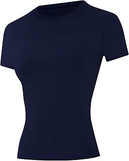 Women's Compression Shirts Short Sleeve Workout Tops Athletic Base Layer T-Shirt for Gym Running Yoga Basketball BJJ
