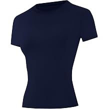 Runhit Women s Sports Compression T Shirt, UPF 50+ Sun Protection Short Sleeve Classic Shoulder Gym Top, Breathable Quick Dry Activewear for Fitness Running Yoga