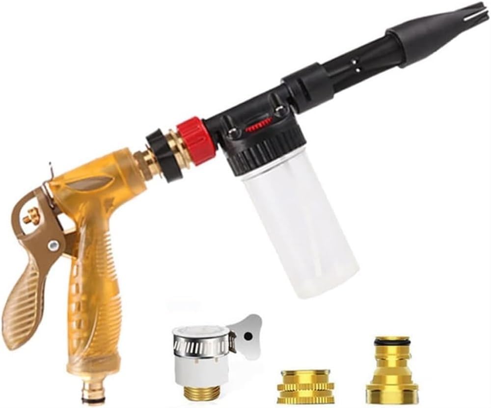 Portable High Pressure Water Gun Foam Pot Nozzle Garden Hose Water Gun Car Wash Cleaning Water Gun for Watering Garden