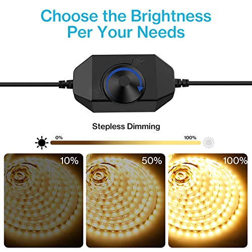 Image of Olafus 32.8ft LED Strip Lights Warm White, Dimmable Soft White Light Strip 3000K with Adhesive Clips, 12V 10M Flexible Led Lights for Bedroom Indoor Kitchen, UL Listed Plug, 600 LEDs 2835 (Pack of 3)