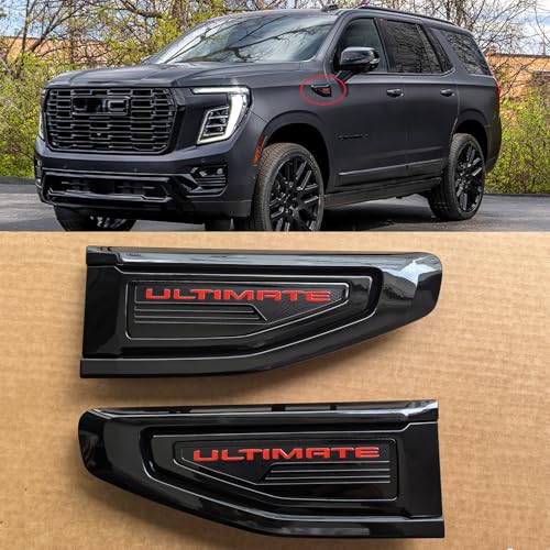 Image of 2pack OEM 2021-2024 Ultimate Vent Emblem Right Left 3D Badge Replacement for Yukon and Yukon XL Denali At4 84846762 (Gloss Black Red)