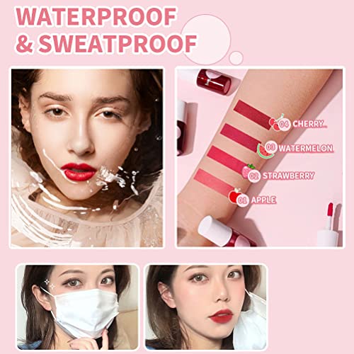 2 Colors Lip Stain Tint, Plump Lip Gloss Moisturizing Tinted for Cheek & Lip, Long lasting, Glossy Korean Lip Tint Stain Mini Liquid Lipstick, Easy Apply, Non-Sticky (#01 APPLE& #03 WATERMELON) - Thumbnail 6