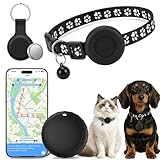 Cat GPS Tracker with Collar, Compatible with iOS and Android, Real Time GPS Dog Cat Tracker, No Monthly Fee, Stretchy Cat GPS Tracking Collar, Dog Collar Holder, IPX6 Waterproof, Long Battery Life