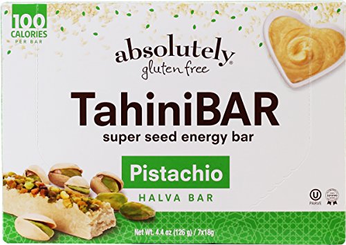 Absolutely gluten free TahiniBAR Super Seed Energy Halva Bar with Pistachio, 7 count (2 Pack)