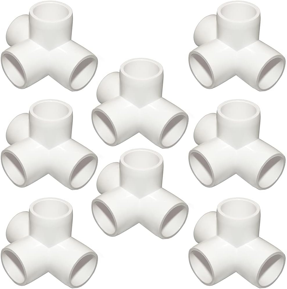 ANPTGHT 1-1/4“ Tee PVC Fitting 4 Way Elbow Connector, Furniture Grade 90 Degree Elbow Side Outlet, PVC Corner Fittings for Building Furniture Greenhouse Shed Pipe Fittings Tent Connection (Pack of 8)