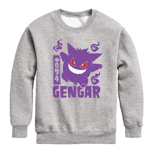 HYBRID APPAREL - Pokémon - Gengar - Youth Crewneck Fleece Sweatshirt - Size Small Athletic Heather