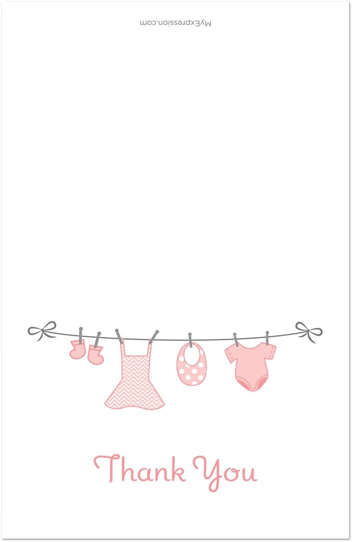 MyExpression.com 50 Cnt Hanging Baby Girl Cloth Baby Thank You Cards