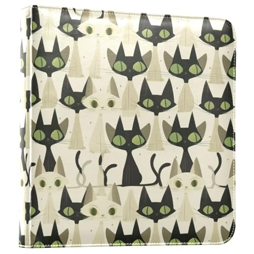 Kigai Cute Cats Photo Album Self Adhesive Scrapbook Album Leather Cover DIY Picture Scrap Book with 20 Adhesive Sheets, 11.8x24x0.8 inch