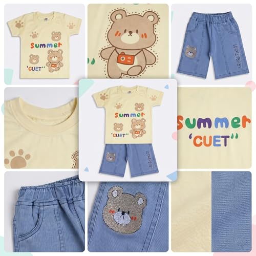 Image of Krishn Creations Kids Clothes for Boys | Cotton Printed Half Sleeve T-shirt and Shorts Baby Boy Dress | Casual Wear Kids Clothes