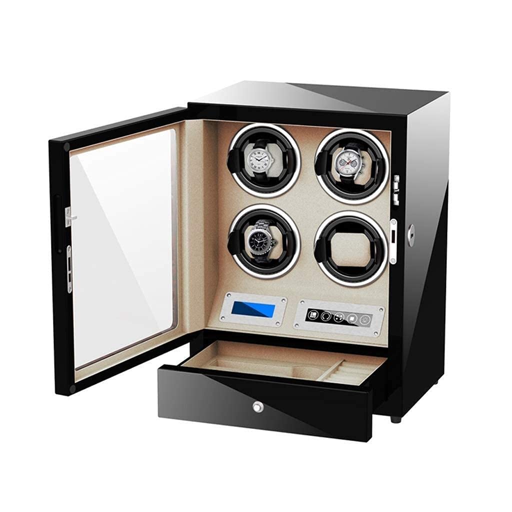 OLSKFUH Watch Winders Watch Winders 4 Watchs Piano Carbon Fiber Exterior 5 Modes Rotation Storage Display Box,A-A