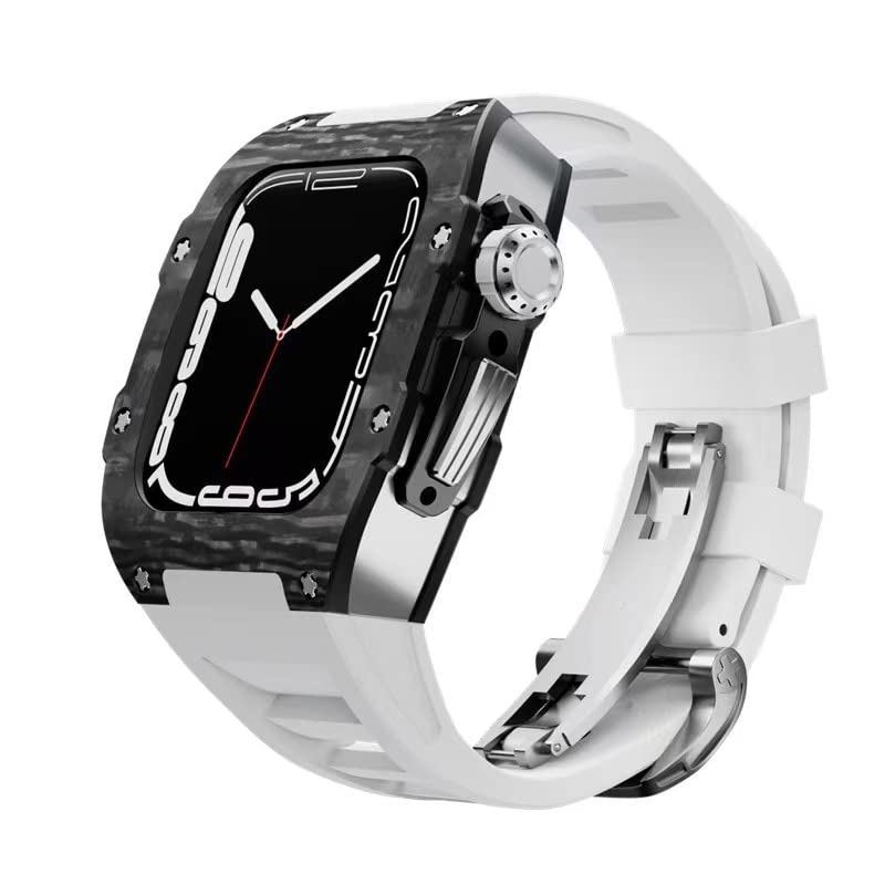 Bracelet silicone pour Apple Watch 7 45mm avec boîtier carbone antichoc antichoc