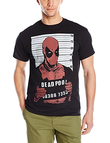 Marvel Men's Big-Tall Deadpool Mug Shot T-Shirt, Black, XXX-Large