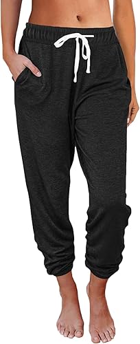 AUTOMET - Pantalones deportivos holgados para mujer con bolsillos, pantalones de pijama para mujer, pantalones deportivos para correr, ropa de otoño