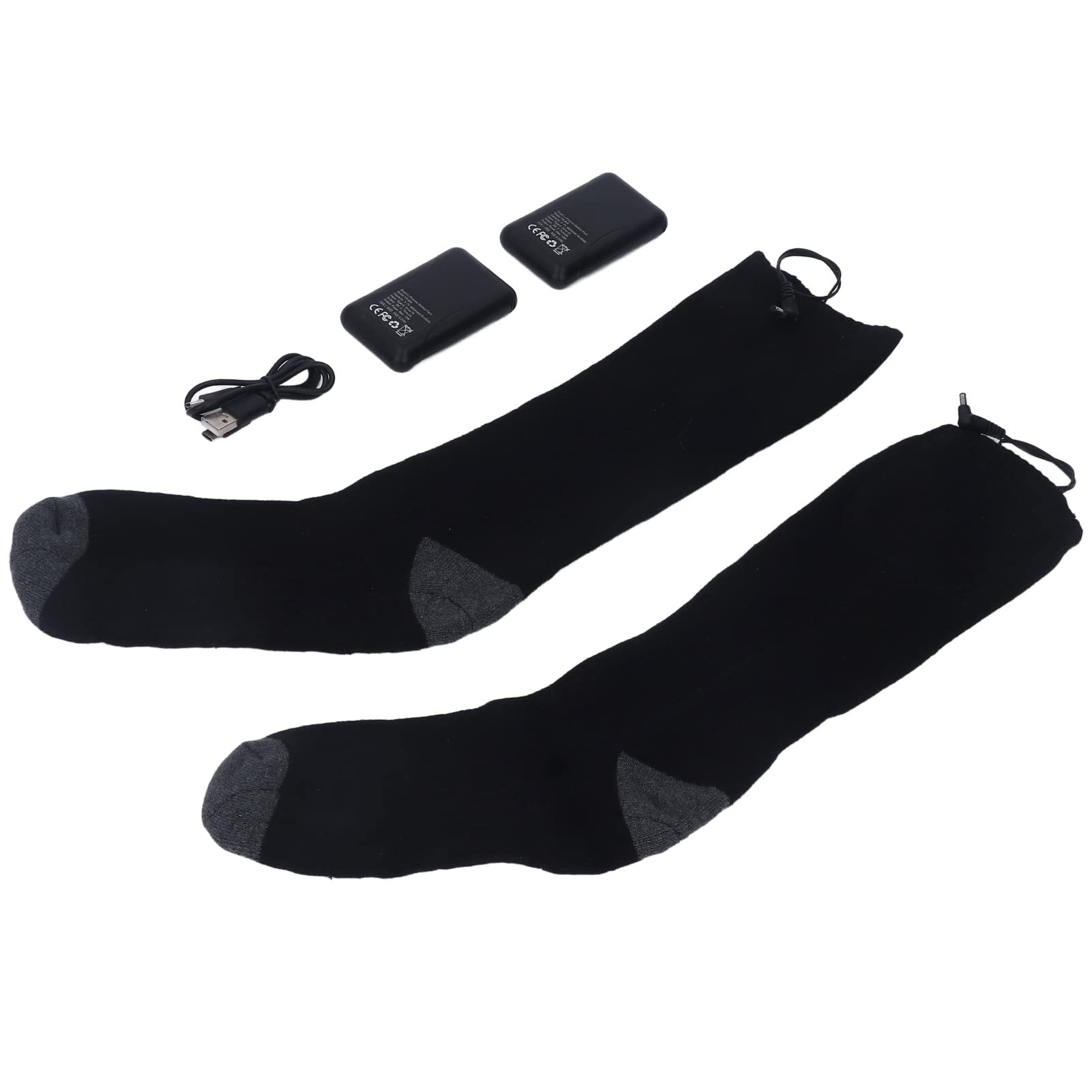Cocoarm Chaussettes Chauffantes Chaussettes Chauffantes électriques en Coton 3 Niveaux de Chaleur jusqu'à 131F Chargement USB 2 Piles 4500mAh Lavables pour Hommes Femmes Utilisation Hivernale en