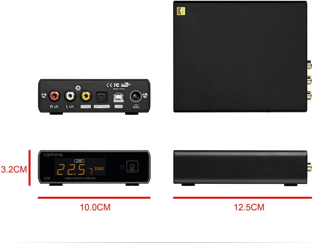 Get Popular Offer Topping E30 Mini Stereo DAC HiFi AK4493 Coaxial Optical Fiber USB Input Converter 32Bit/768kHz DSD512 Decoder for Home Theater Game Music (Blue)