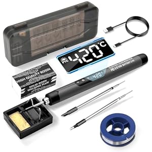 Diymore Soldeerbout met accu, oplaadbaar, USB met lcd, 260 °C – 420 °C, oplaadbaar, met temperatuurweergave