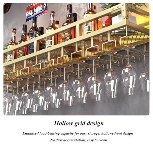 Casier à vin mural LED avec support de verre inversé et étagères - 8