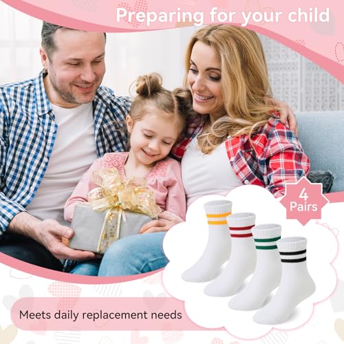 American Trends Kids Athletic Boys Girls Crew Socks Toddler Striped Socks School Uniform Socks 4 Pairs 4-12 Years4