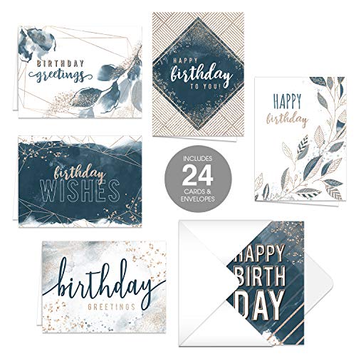 Canopy Street Modern Navy And Gold Tone Birthday Cards /
