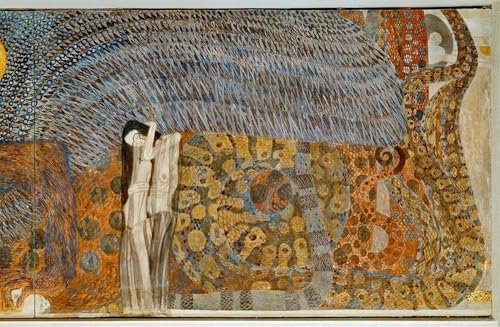 Cuadro Friso de Beethoven de Klimt, pintura al óleo para salón y hogar, 60x90cm