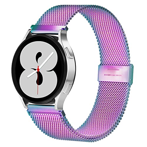 SEANTUA Compatible with Samsung Galaxy Watch 5/Watch 5 Pro/Galaxy Watch 4 (40mm/44mm)/Galaxy Watch Active 2/Watch 3 41mm, 20mm Stainless Steel Mesh Metal Magnet Replacement Straps (Colorful)