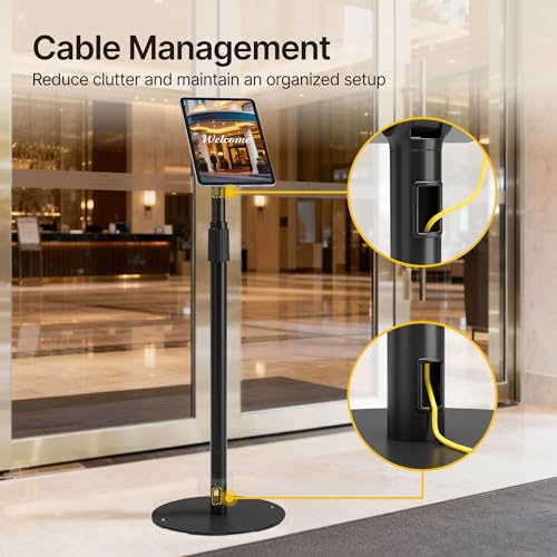 Image of monTEK Anti-Theft Tablet Floor Stand, Security Lock, Fit 7-15 inch, Black