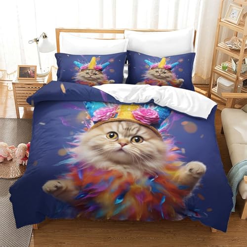 Housse de couette chat de compagnie lit double king en microfibre