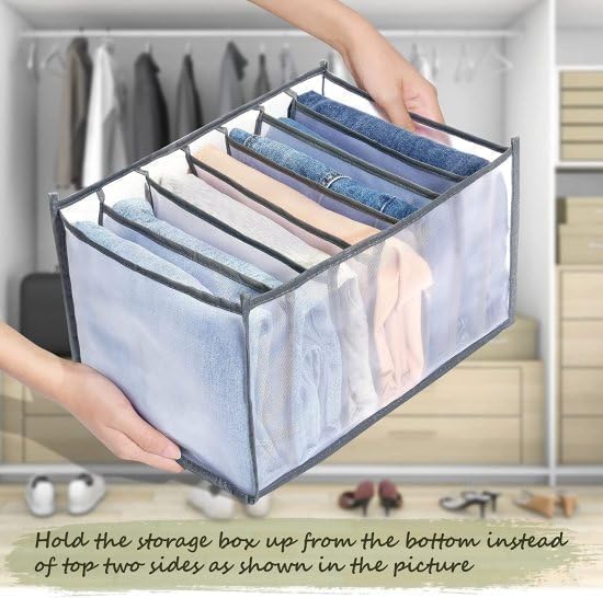 51af2g DDRL 7 Grid Transparent Closet Clothes Organizer Home & Kitchen Grids Foldable Partition Drawer for Wardrobe & Closet Undergarments Holder Multi Pockets Storage Organizer Collapsible Compartment (4) - MSDeals