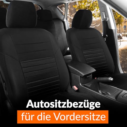 Upgrade4cars Autositzbezüge Vordersitze Schwarz | Auto-Schonbezüge Set Vorne für Fahrersitz & Beifahrer | Auto-Sitzbezug Universal | Autozubehör Geschenke für Frauen und Männer