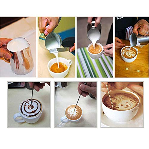 CINY Jarra Para Leche Espumar De Acero Inoxidable 600ml, Jarra De Leche De Metal Jarras De Café Con Marca De Medición, Para Capuchino Máquina De Café Con Leche Espumar, Taza Medidora Para Hervidor - Imagen 3