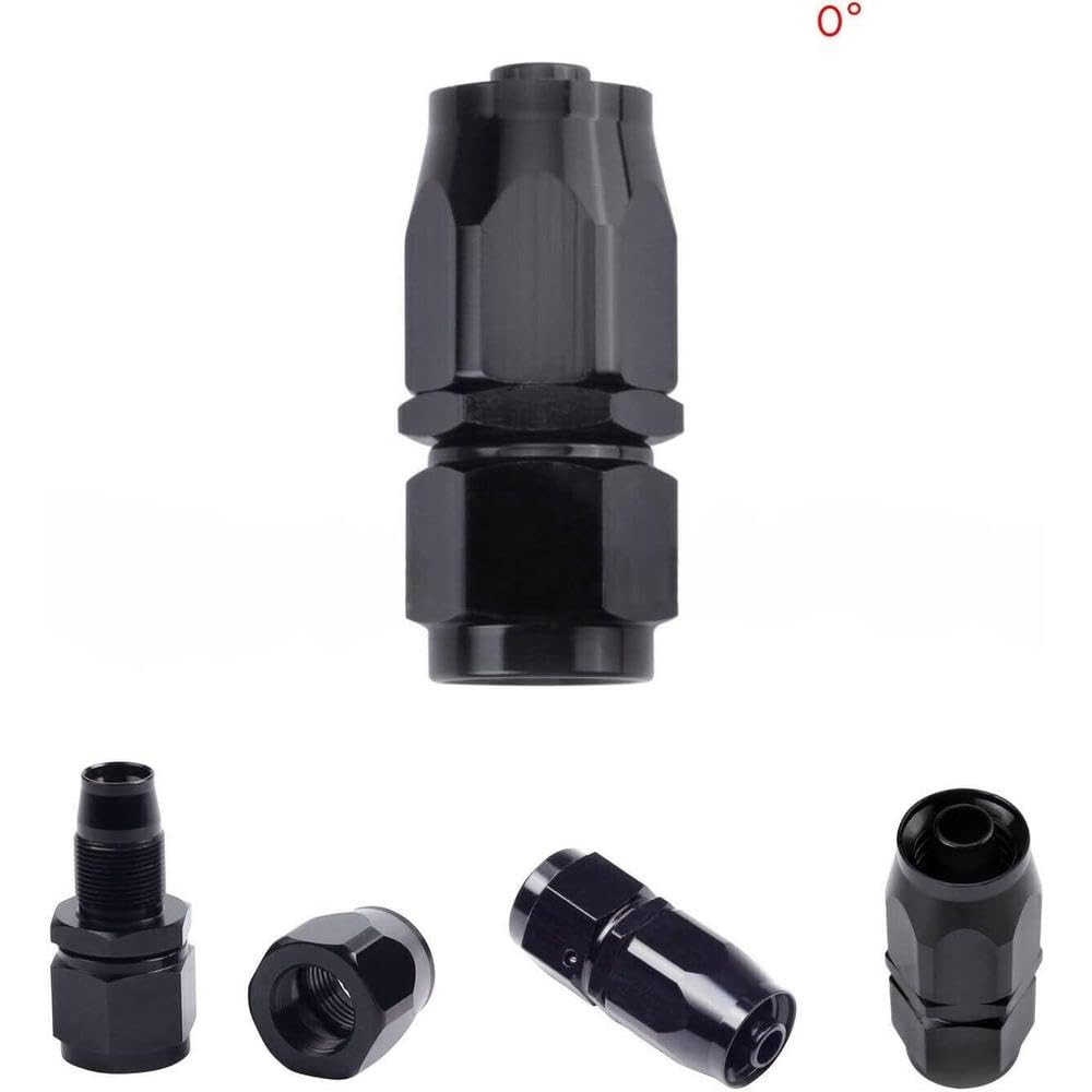 Riloer Tubo carburante AN6, tubo flessibile universale intrecciato per olio, carburante, gas, compatibile con vari motori automobilistici e marini, connettore nero + tubo nero da 5 m