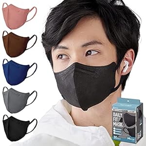 [アイリスオーヤマ] マスク 不織布 立体マスク 3Dマスク 30枚入 ふつうサイズ 立体 個包装 小顔 デイリーフィット DAILY FIT 血色マスク チークマスク カラーマスク くちばし おしゃれ 耳が痛くならない RK-D5LBK ブラック 黒