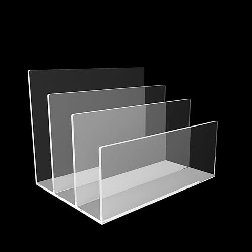 Miniatura 9 de Organizador de archivos de acrílico para escritorio, 3 secciones transparentes, mini-carpeta clasificadora, suministros de oficina para correo,