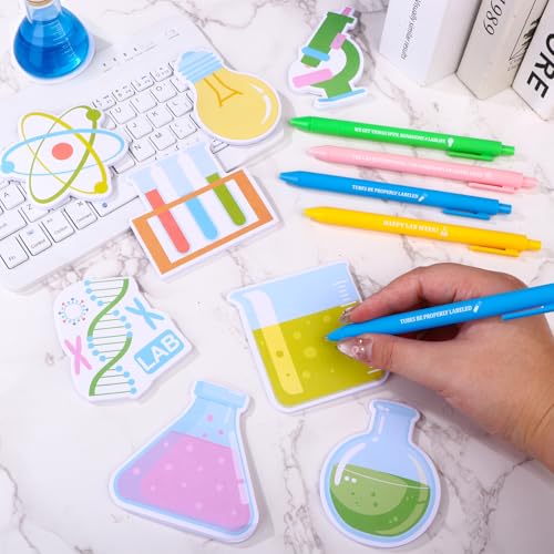 16 Sets Lab Week Gifts Bulk Science Lab Ballpoint Pens Laboratory Science Notepads Sticky Notes Lab Life Gifts for Office Supplies Teacher Tech Scientist Appreciation Gift Science Week Party Favor - Thumbnail 4