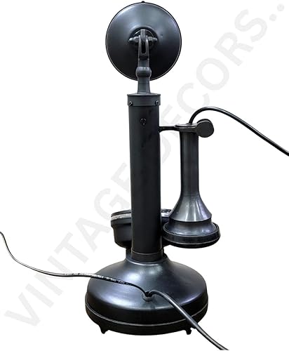 Miniatura 4 de Réplica antigua Rotery Dial Decoración para el hogar Teléfono de escritorio Negro y latón Acabado antiguo Teléfono de trabajo (latón, hierro y
