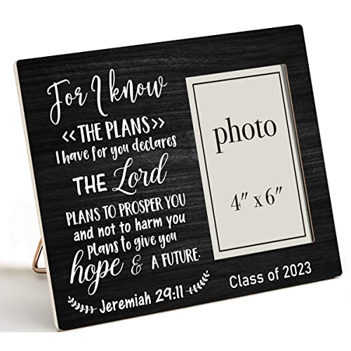 Nurawo Positive Graduation Theme Wood Picture Frame Rustic For I Know The Plans Bible Verse Wooden Photo Frame For Tabletop Or Wall Display (For 4X6 Photo), Graduation Gift #TOP5