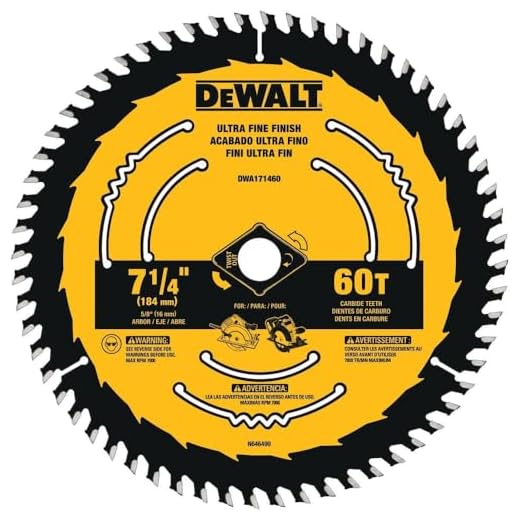DEWALT Circular Saw Blade, 7 1/4 Inch, 60 Tooth, Wood Cutting (DWA171460)