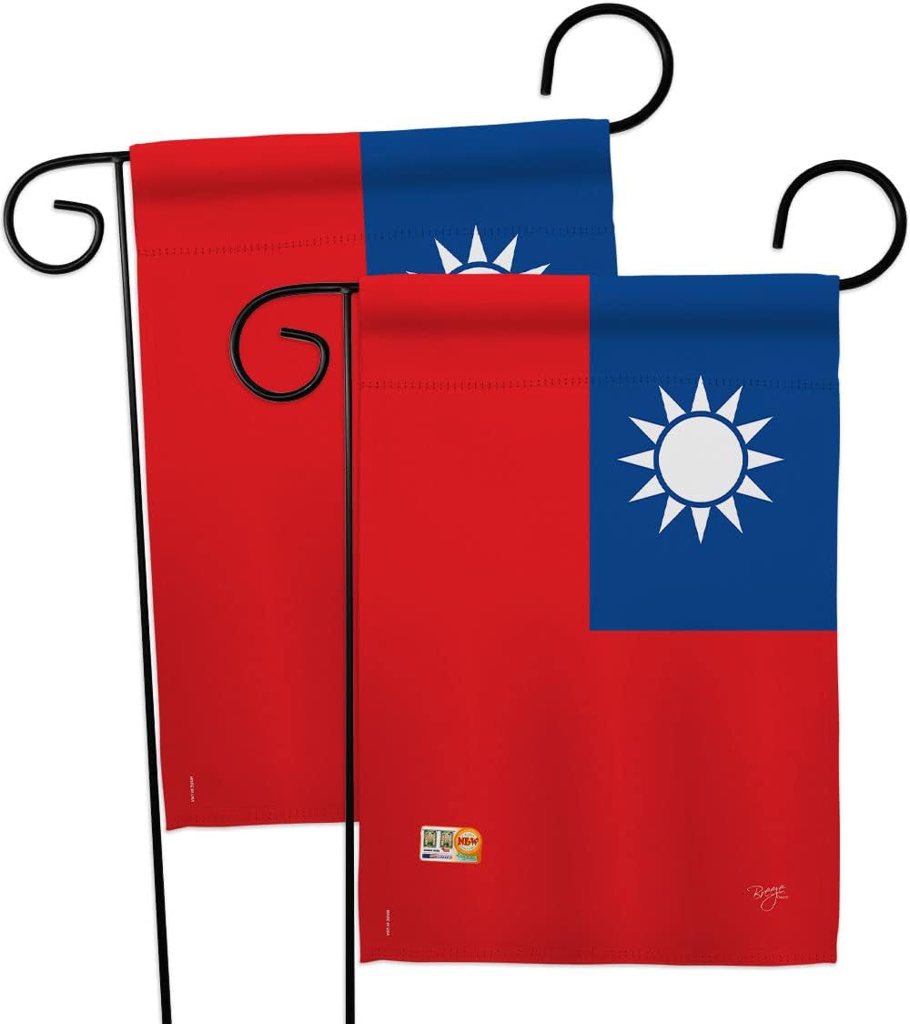 Taiwan Garden Flags 2pcs Pack Regional Nationality Nation International World Country Particular Area Small Decorative Gift Yard House Banner Made In USA 13 X 18.5