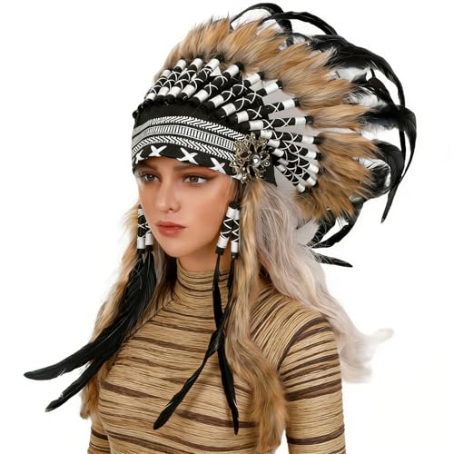 Chapeau à plumes coloré pour costume d'Halloween et grand défilé de carnaval