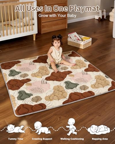Lambluefly Krabbelmatte Baby Faltbar 127x127cm, rutschfeste, Waschbar – Ansicht 3
