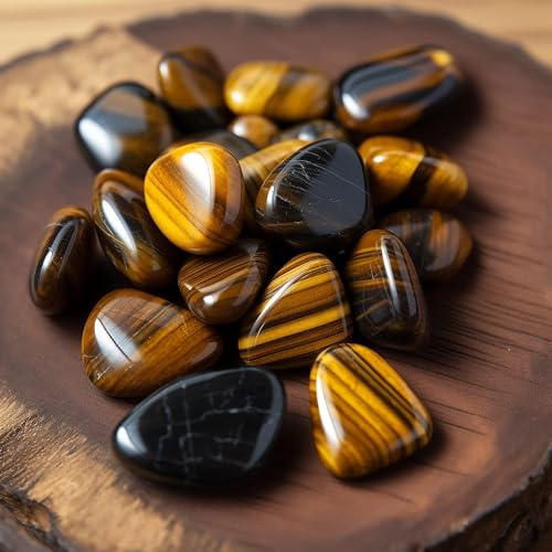 Image of Polished Tigers Eye Crystals - 72 Pcs, 0.5 inch 10 oz Handpicked Natural Tumbled Gemstones Rocks, Pebbles for Reiki, Chakra, Healing Home Decor
