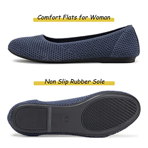 Image of Frank Mully Women's Ballet Flat Shoes Knit Dress Shoes Round Toe Slip On Ballerina Flats for Woman Low Wedge Comfort Soft